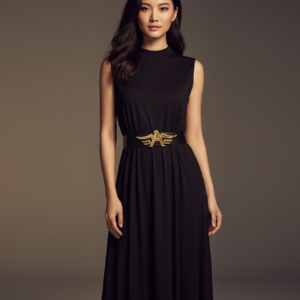 woman wearing. black dress